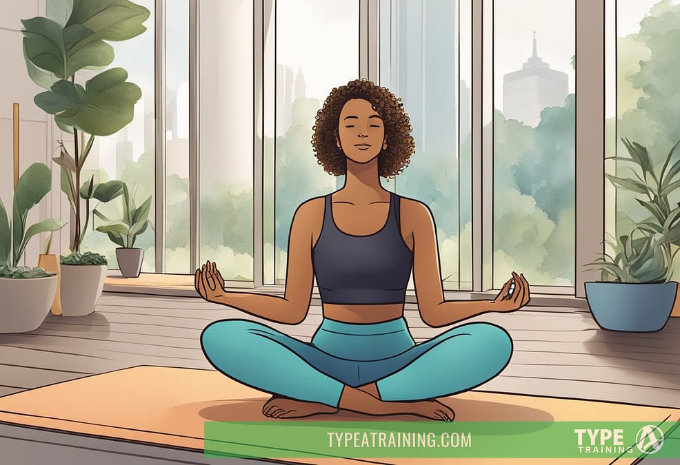 Mind-Body Connection and Stress Management, female doing yoga breath after a run