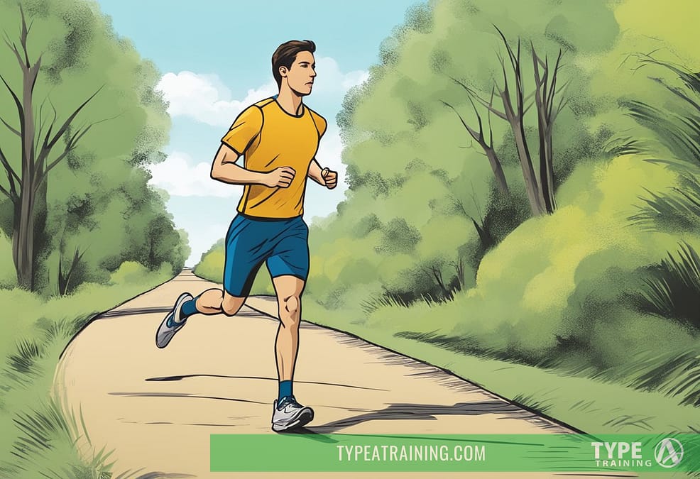 a man running on a road