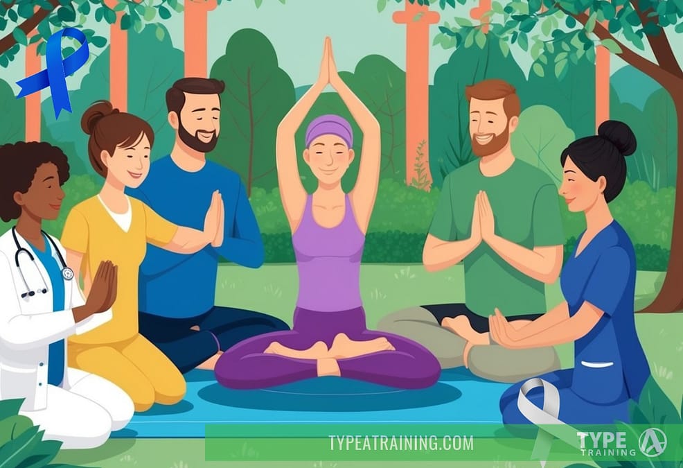 Group doing gentle yoga an breathing, The Impact of Exercise on Cancer Care and Healing