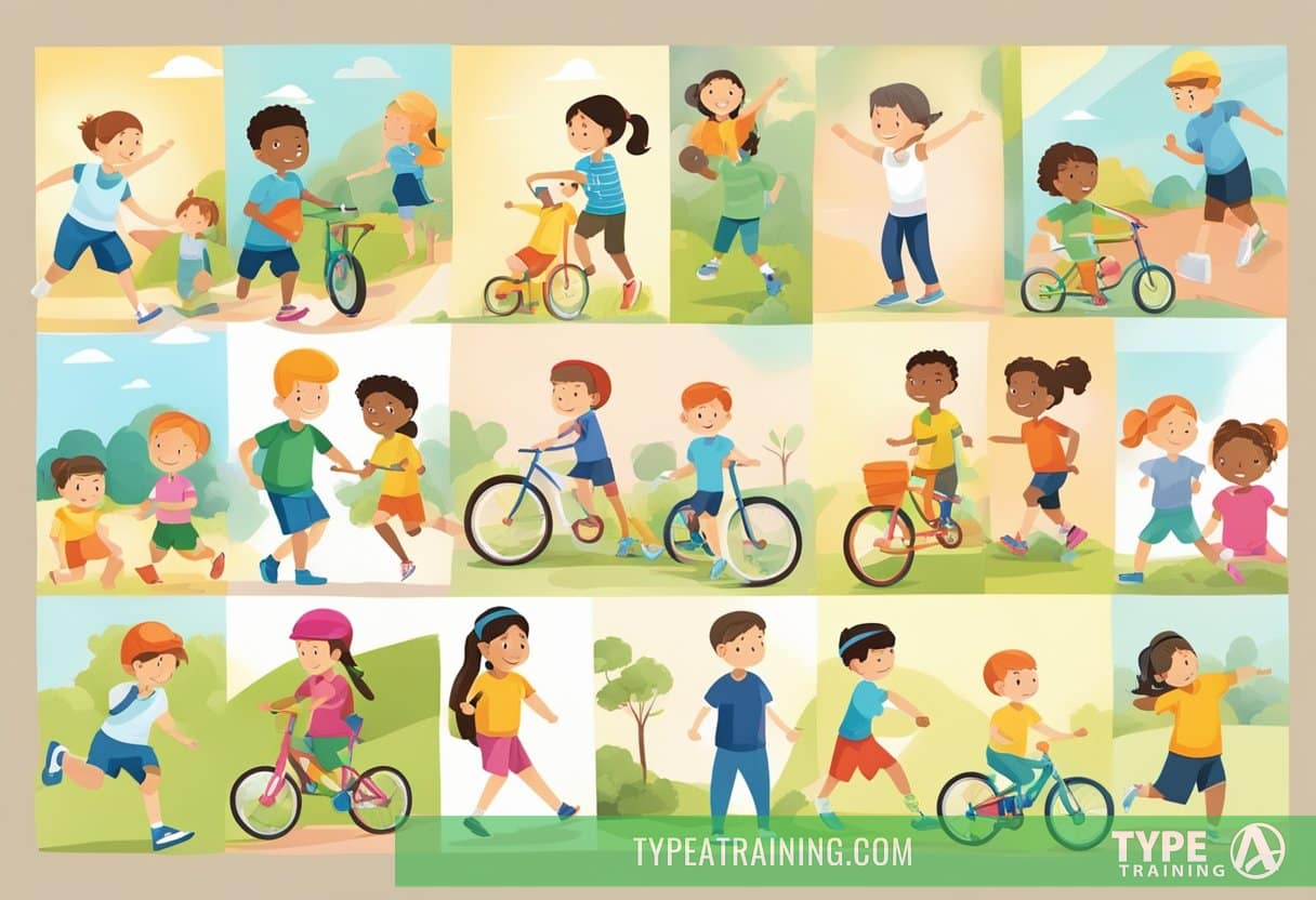 Children engaged in various physical activities, showcasing discipline and focus, while promoting mental and emotional well-being