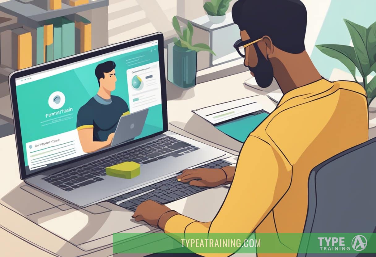 A person using a computer to search for personal trainer certifications online