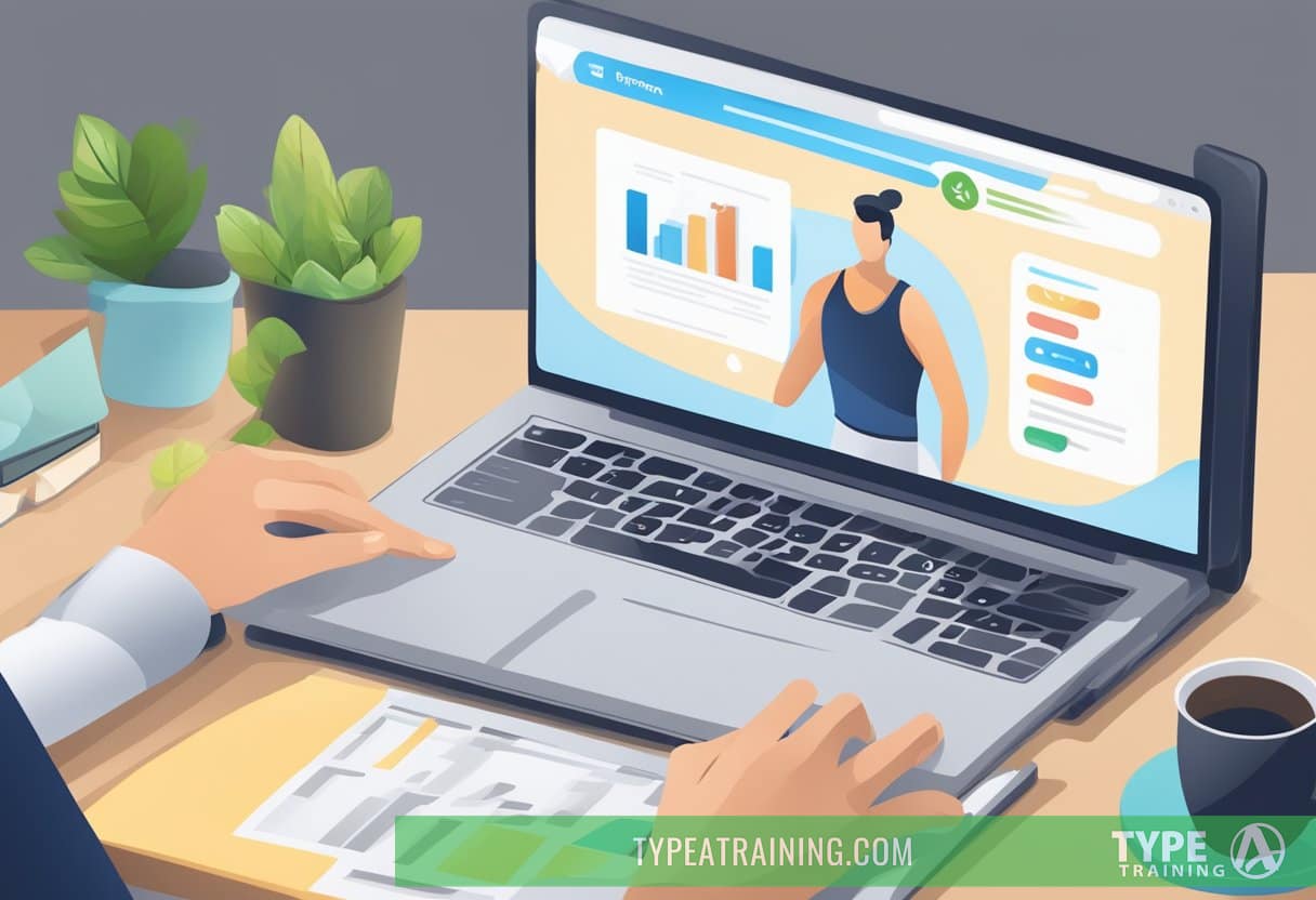 A person typing "personal trainer near me" into a search engine on a laptop