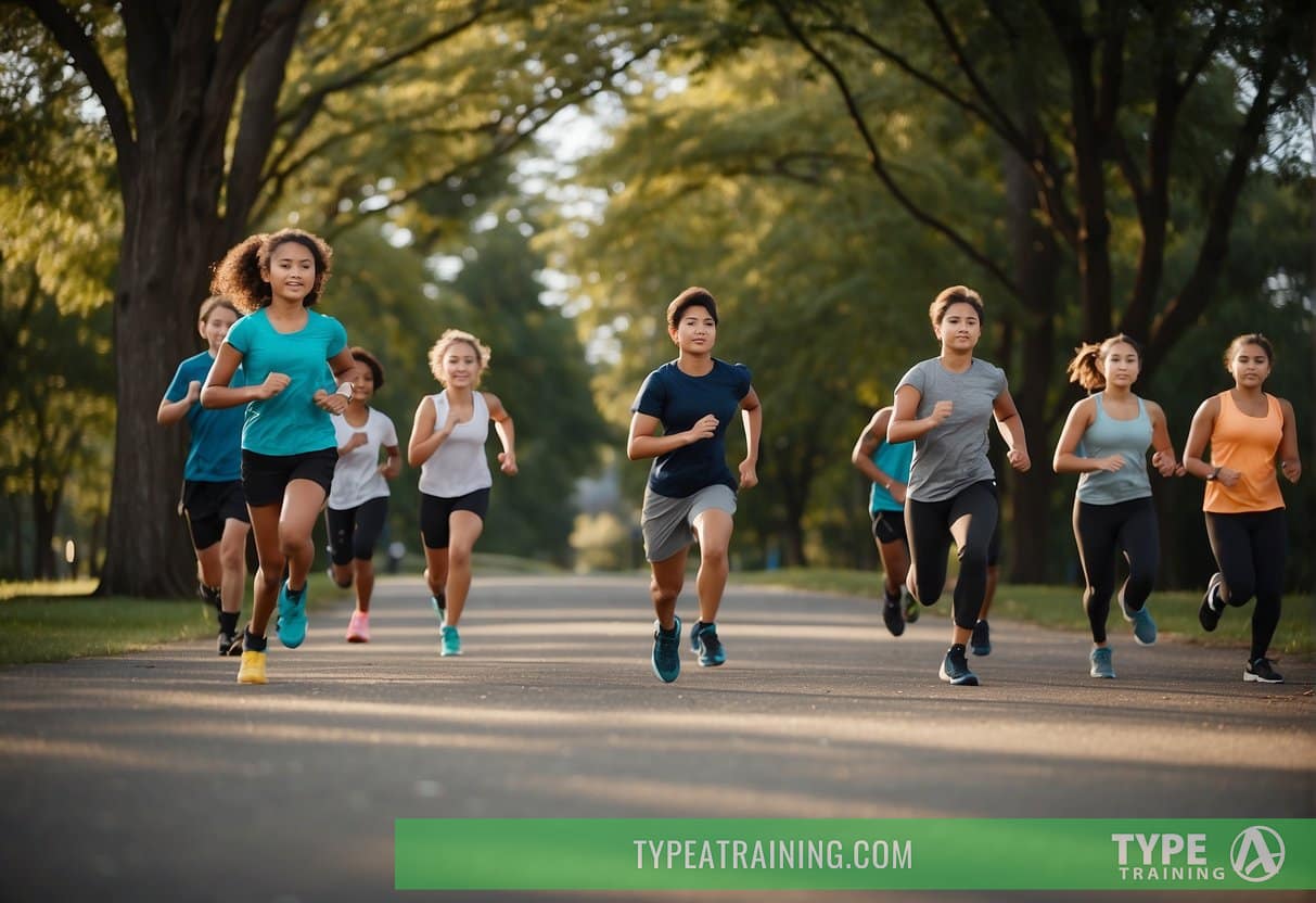 A group of adolescents engage in safe exercise practices, following proper form and technique. They are supervised by a knowledgeable adult, and the environment is clean and well-lit
