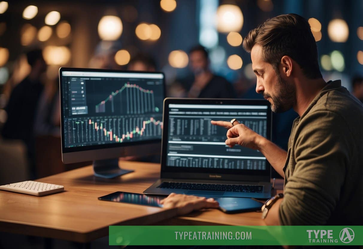 A person in NYC searching online for personal trainers, comparing reviews, prices, and credentials