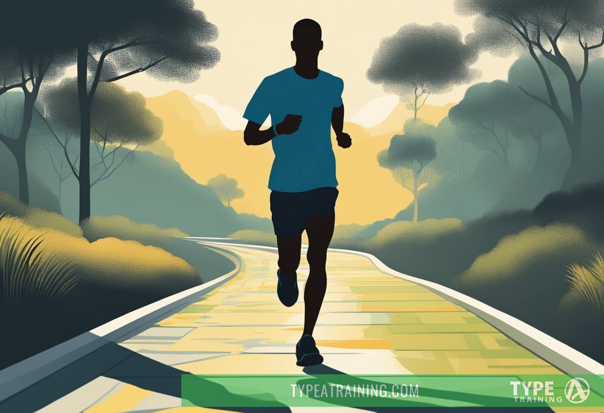 A runner's silhouette on a path, with a scale from 1-10 representing perceived exertion, and a guide on how to use it