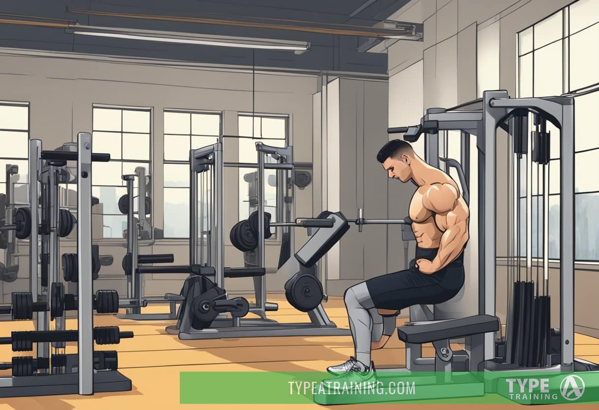 A person lifts free weights, showing the range of motion and muscle engagement, while machines sit unused in the background