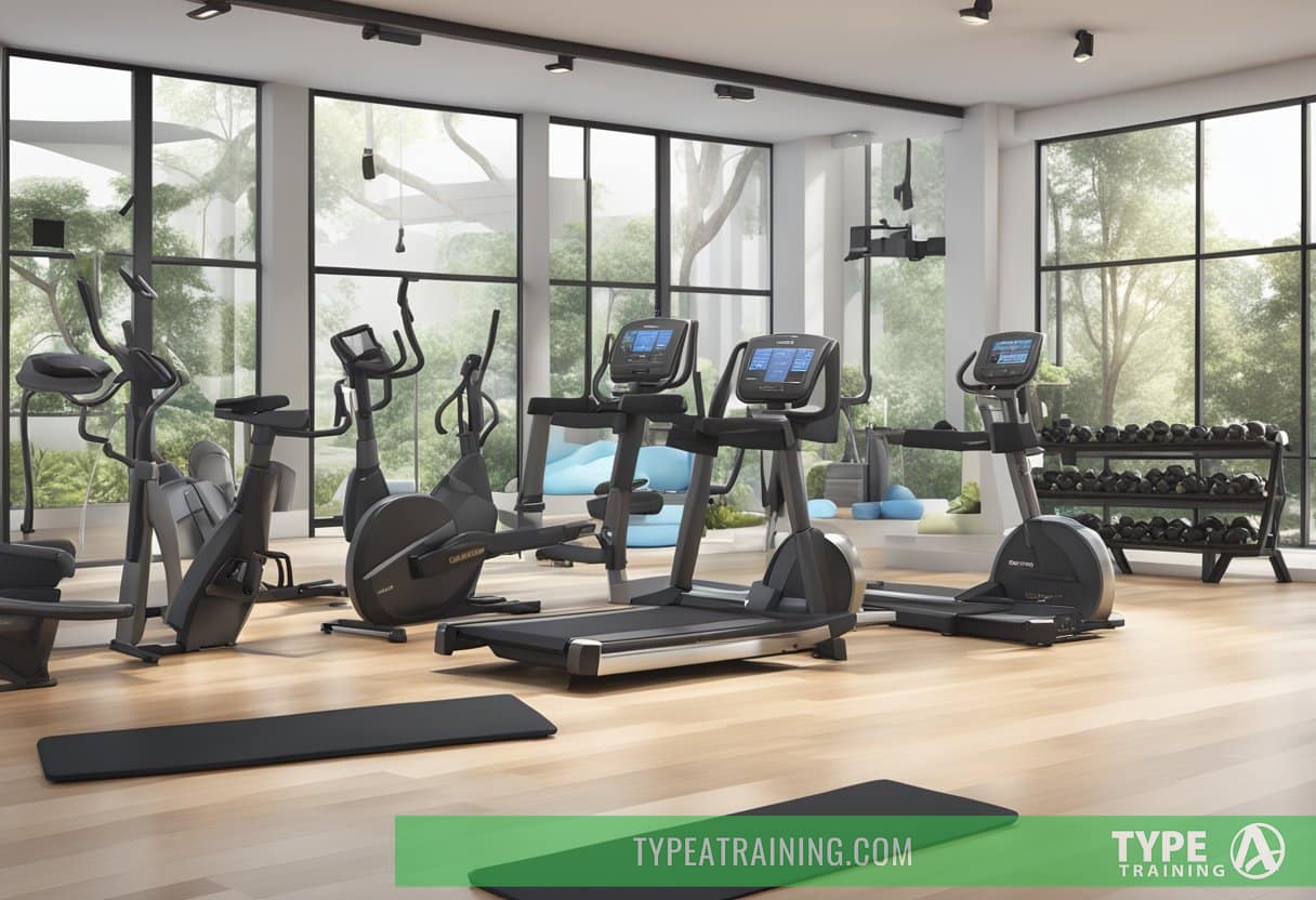 A sleek, modern gym with Equinox branding. A price list or digital display showing "Personal Training Options" and "How much is personal training at Equinox"