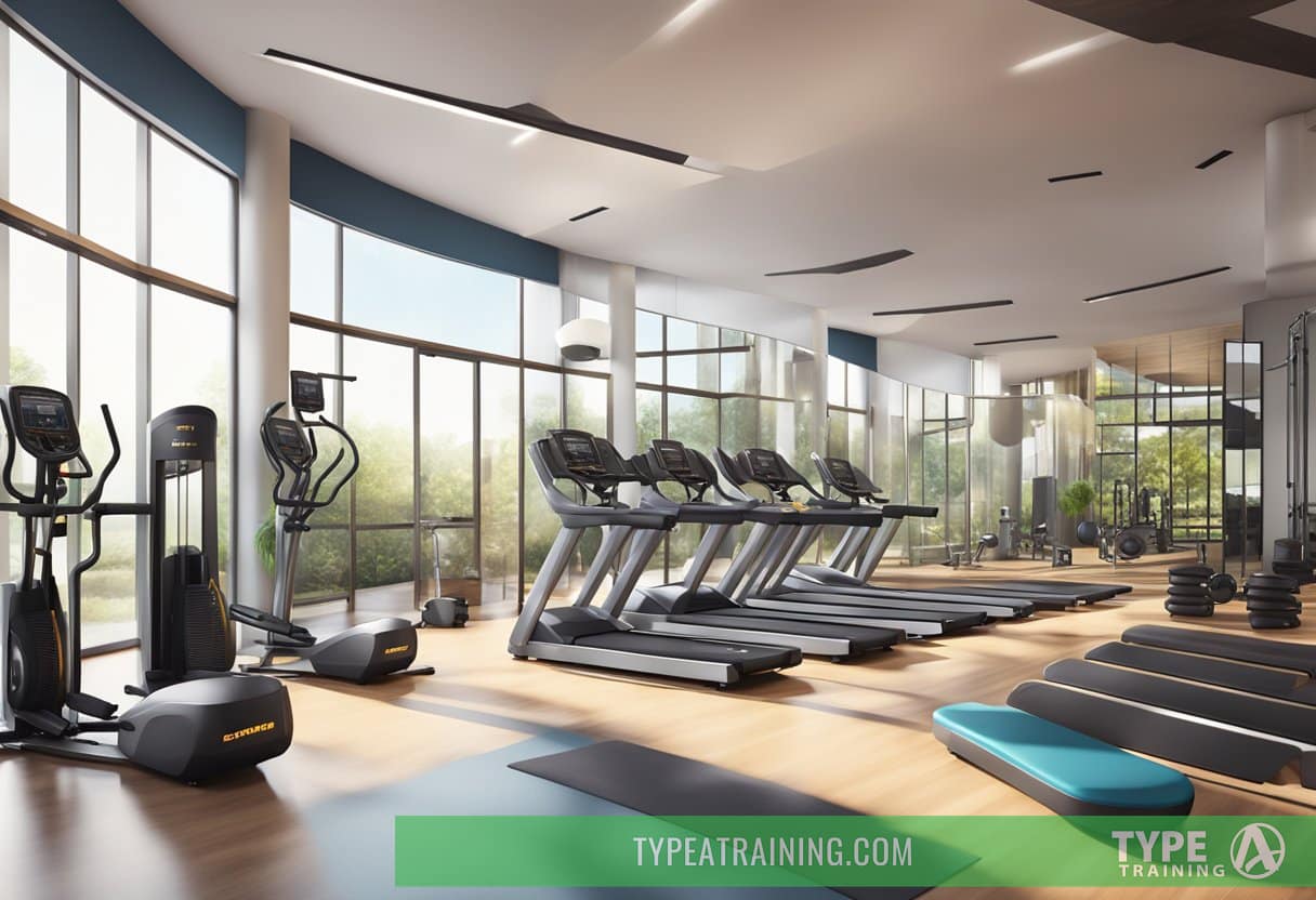 A vibrant gym setting with modern equipment and a serene atmosphere, showcasing the benefits of Equinox