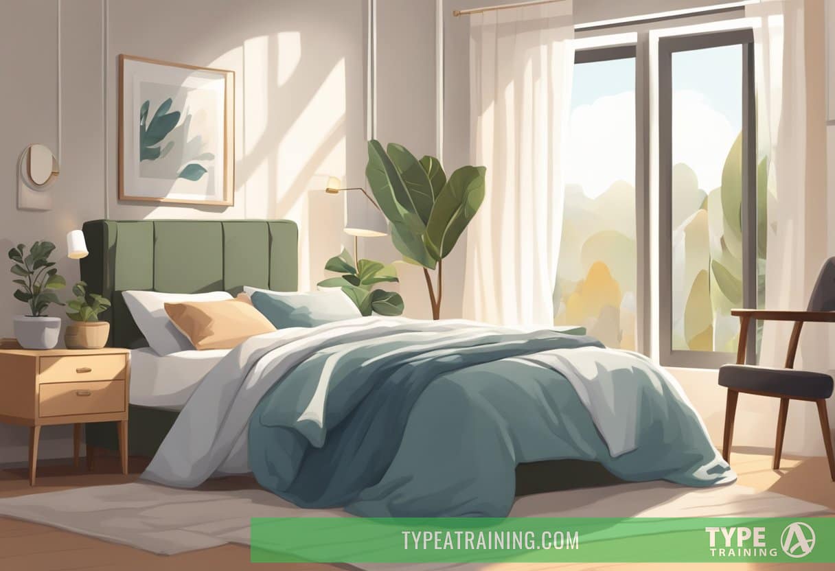 A cozy bedroom with a sunlit window, a comfortable armchair, and a soft blanket laid out on a bed, offering options for different napping styles
