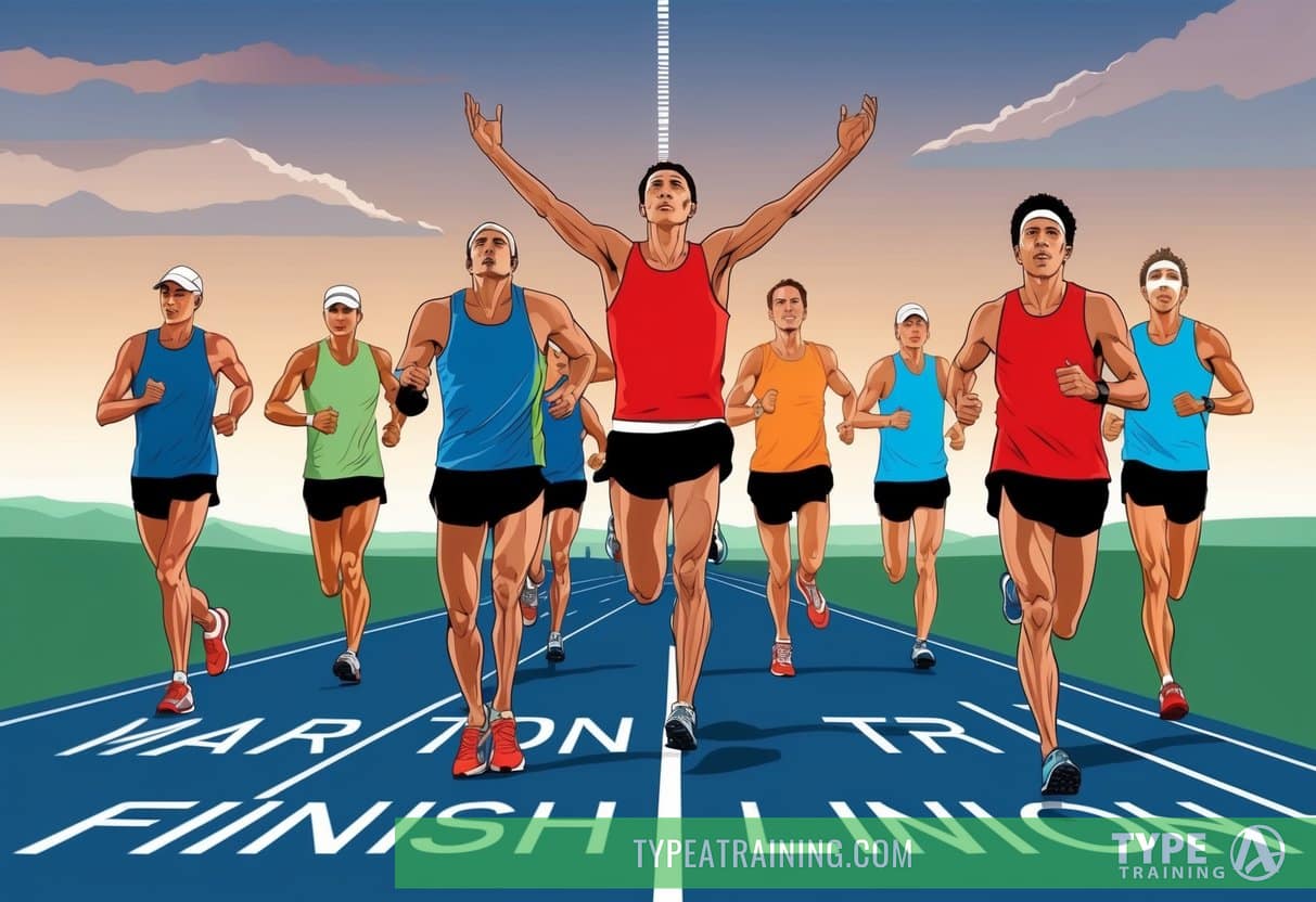 Marathon runners visualize success, meditate, and focus on the finish line