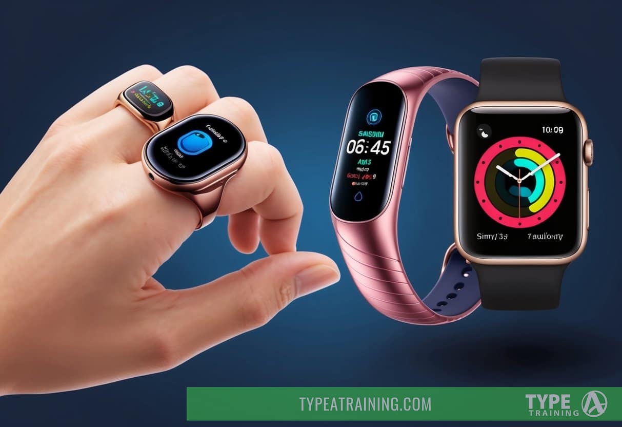 A sleek Samsung Galaxy Ring with smart features and health tracking capabilities, outshining an outdated Apple Watch