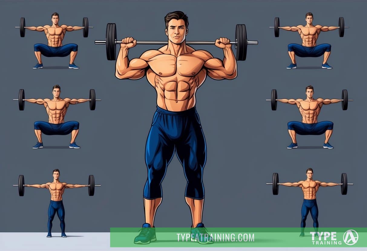 A calisthenics practitioner with a muscular upper body performs a variety of bodyweight exercises, showcasing their small legs in comparison