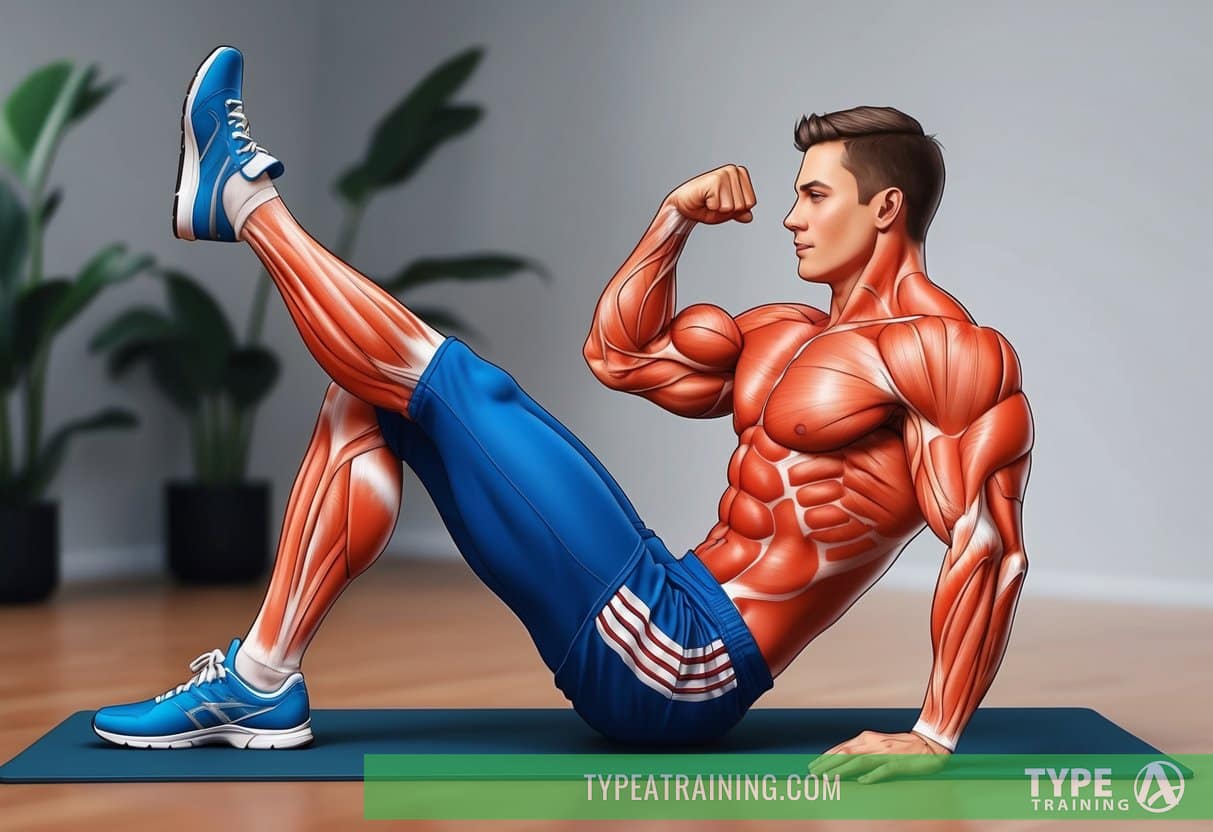 A calisthenics practitioner performing advanced leg exercises with defined leg muscles