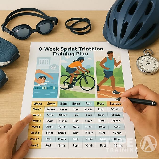 a person's hands writing on a paper with a picture of a man and a bicycle