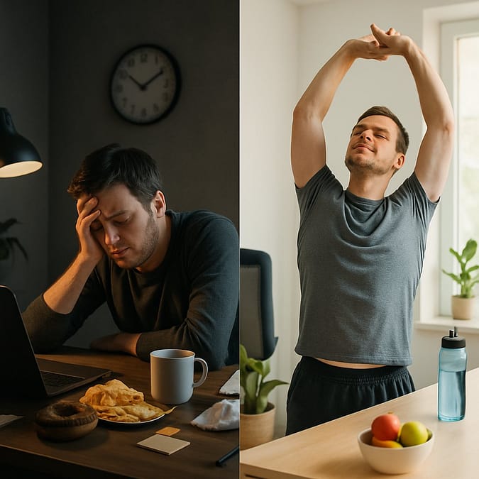 a collage of a man stretching