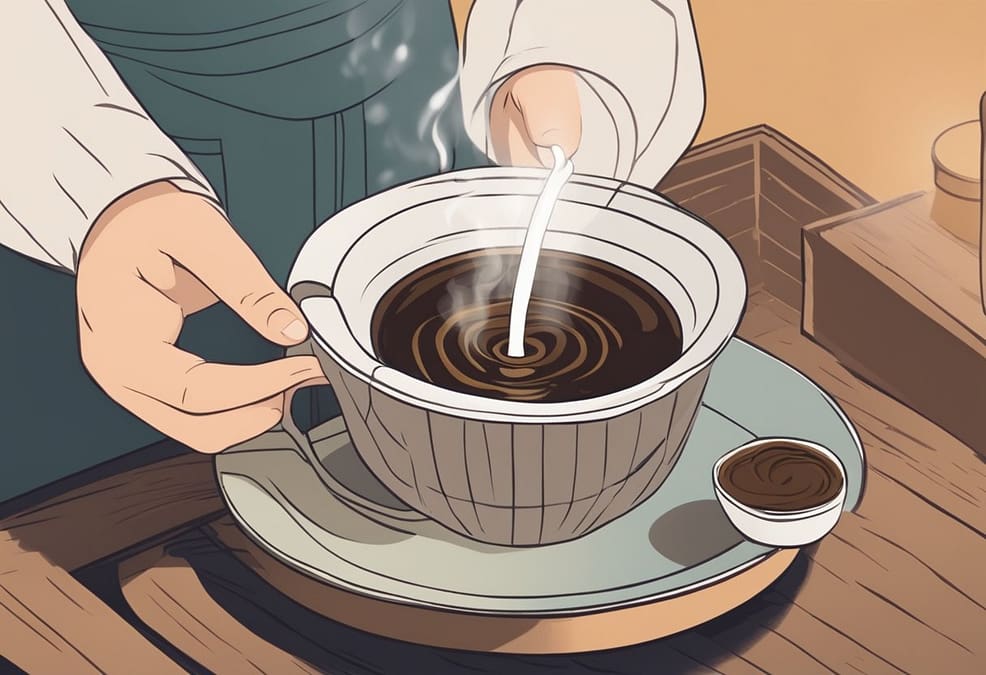 a cartoon of a person pouring a cup of coffee