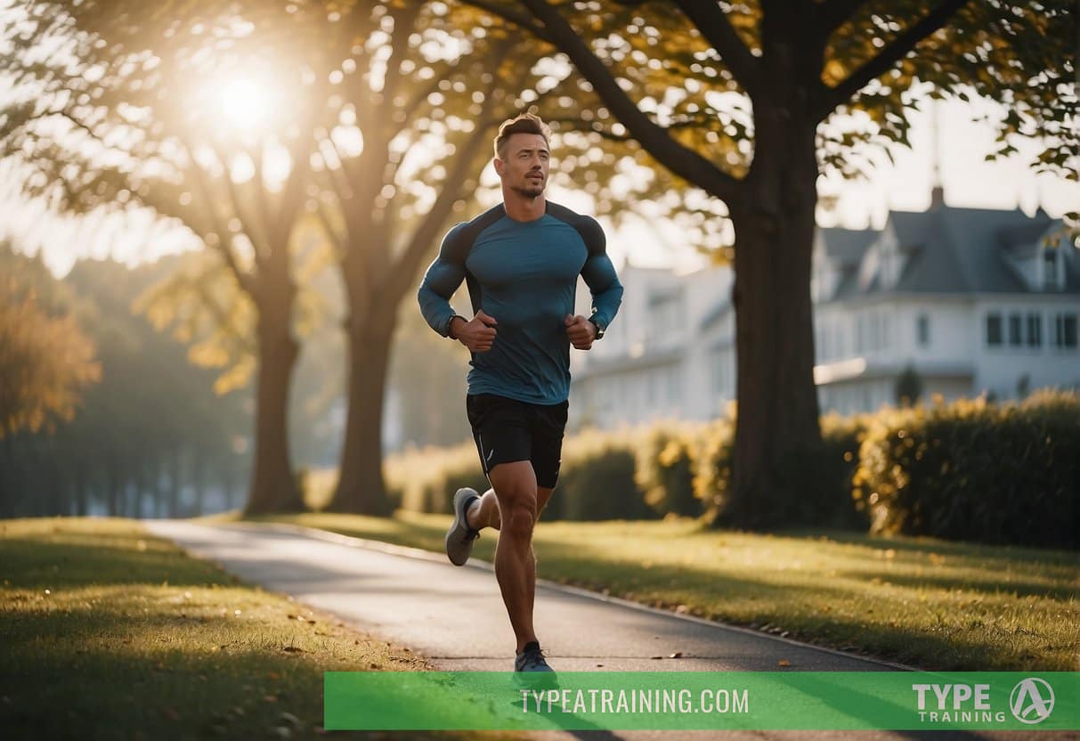 a man running on a path