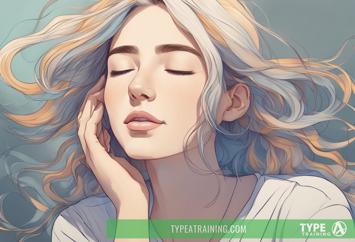 A person experiencing a sense of euphoria and relaxation, with a release of tension and increased feelings of intimacy and connection