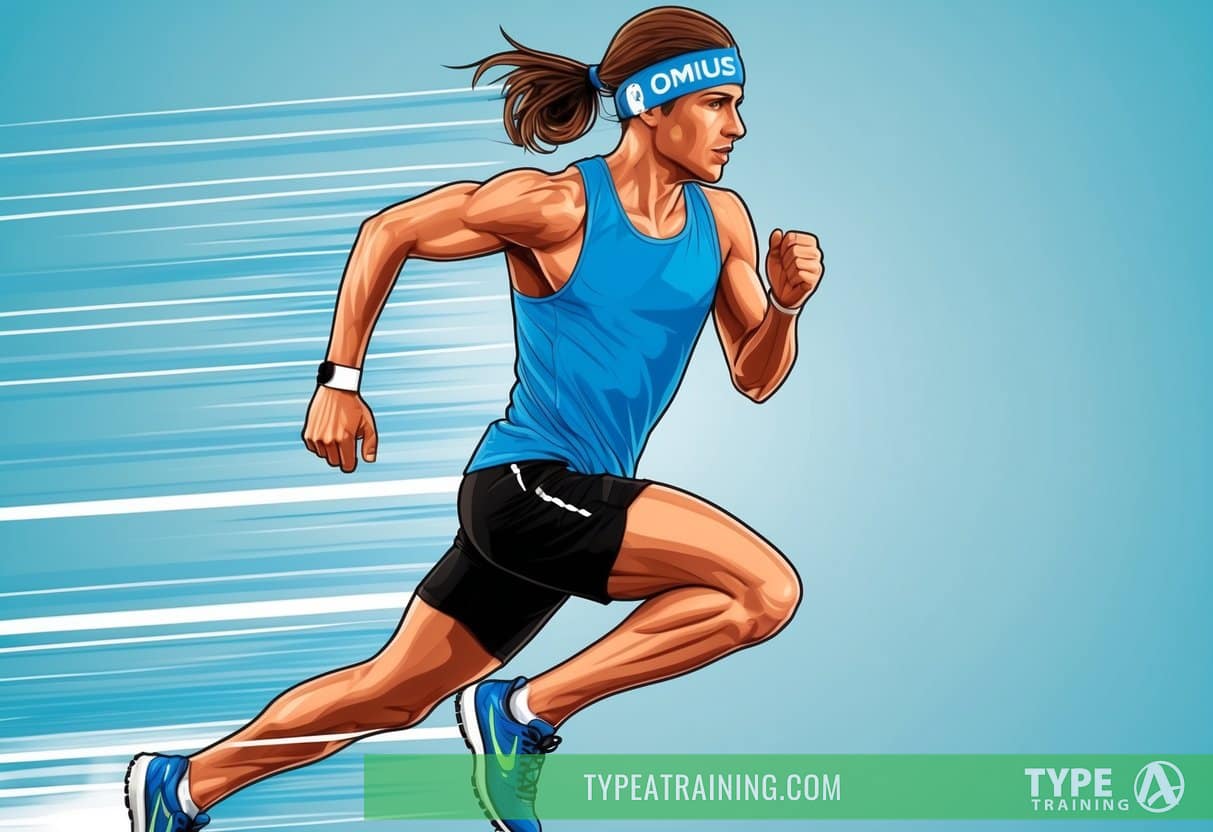 a man running with a ponytail