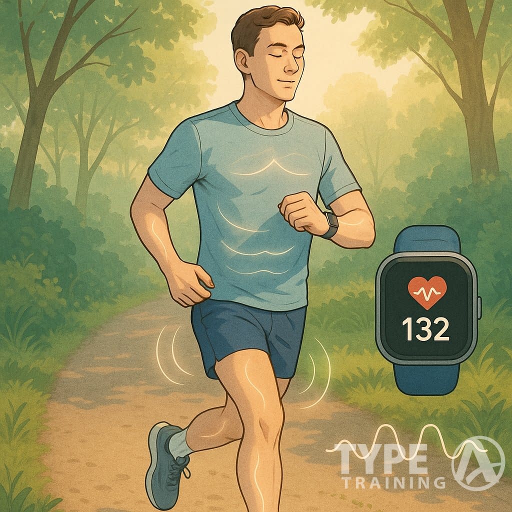 a man running on a trail with a smart watch