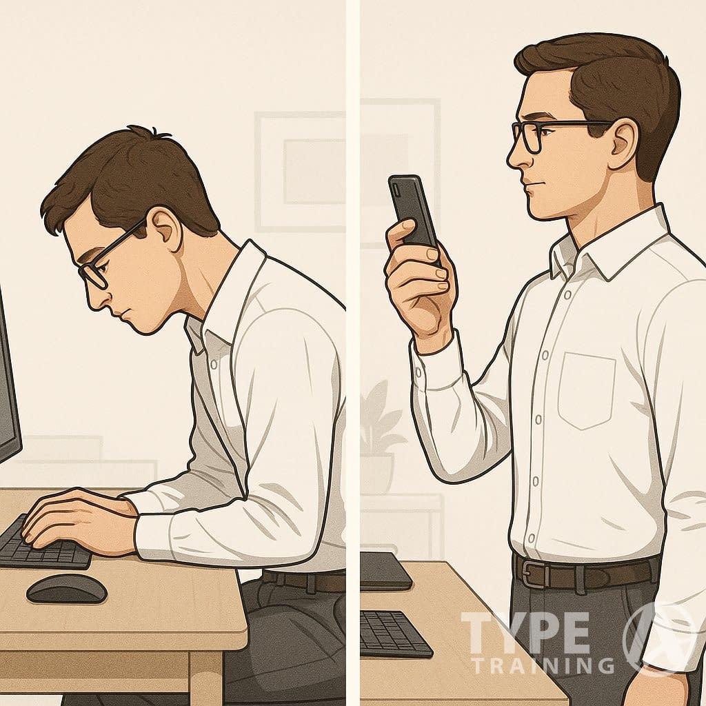 a man using a phone and a computer