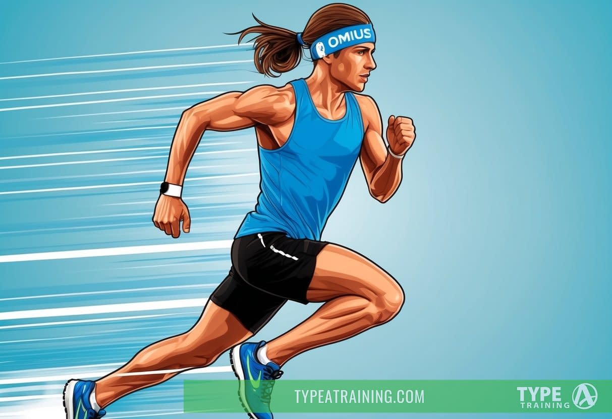 a man running with a ponytail