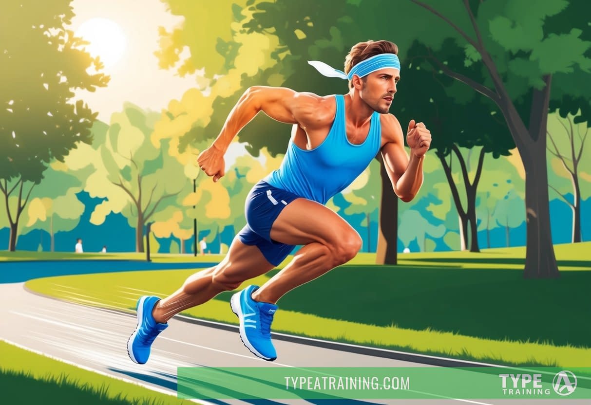 a man running on a road