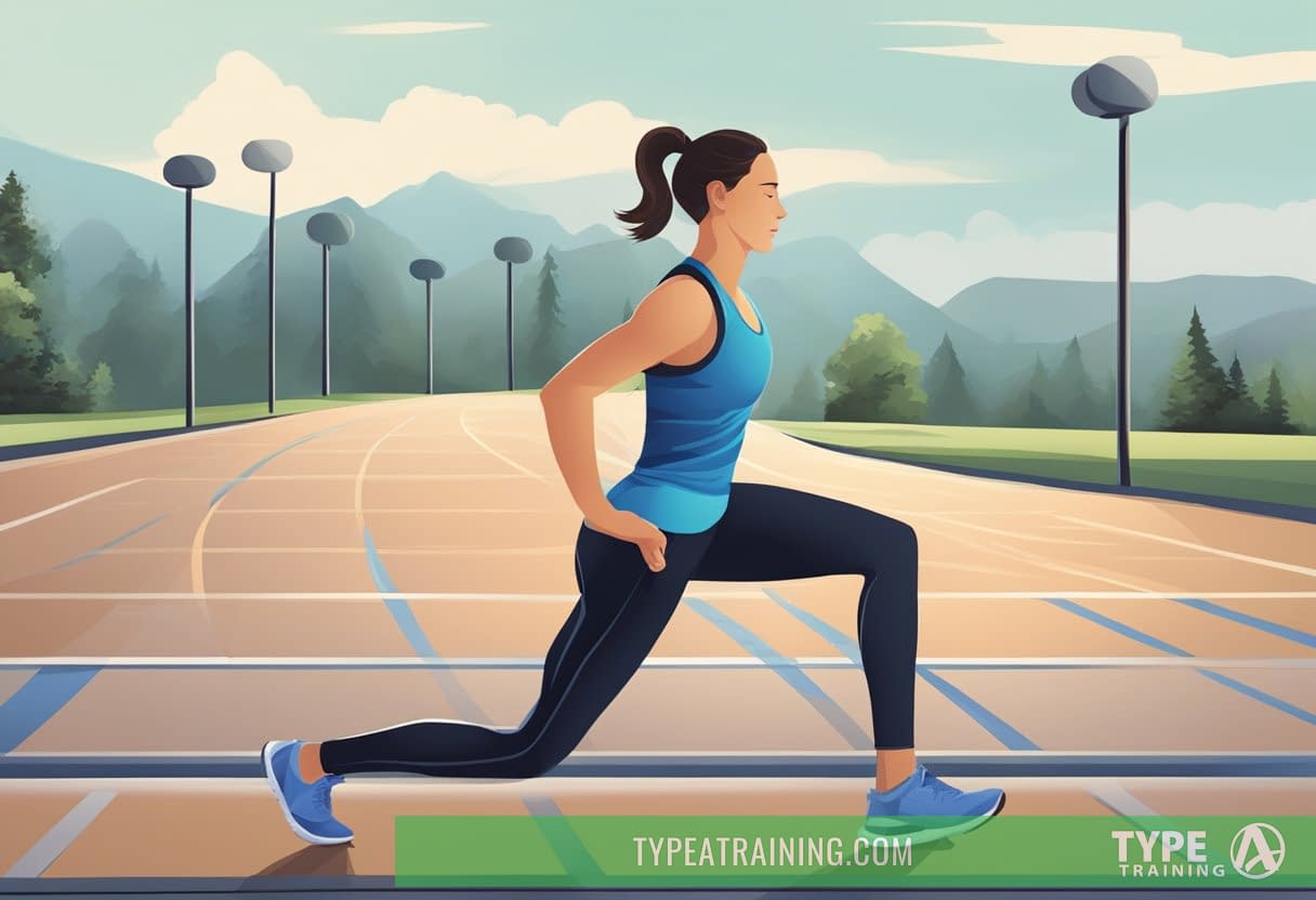 a woman stretching on a track