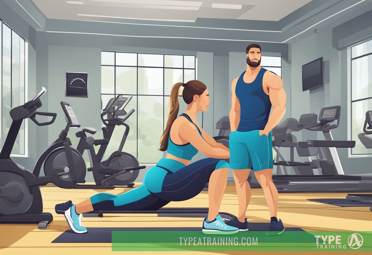 a man and woman in a gym