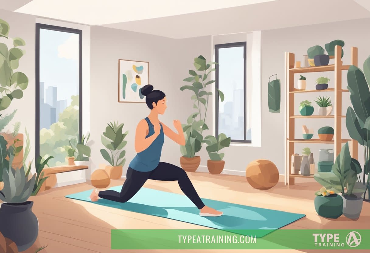 a woman doing yoga in a room
