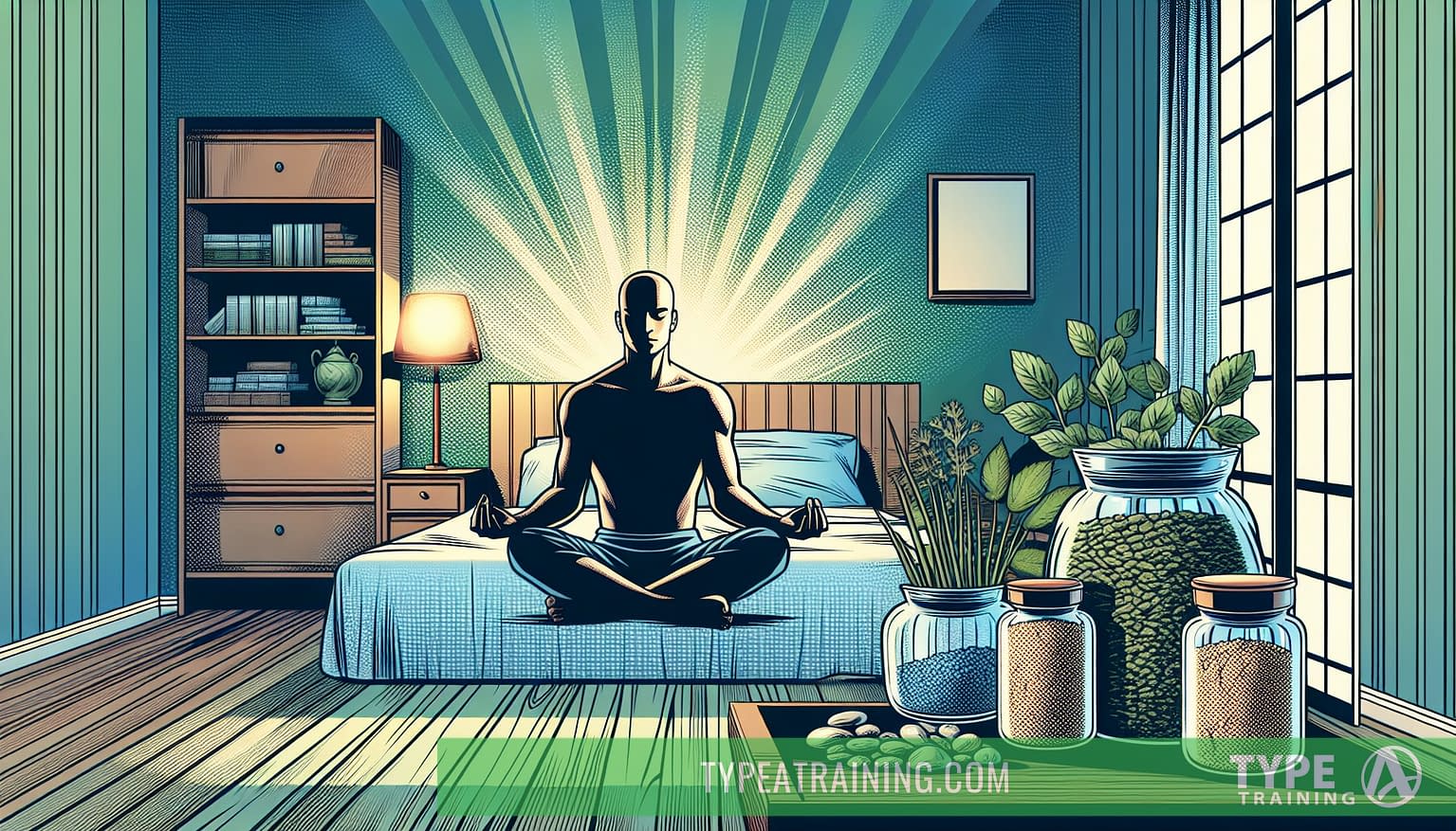 a man sitting on a bed