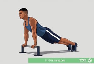 a man doing push ups on a metal bar