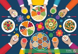 a group of hands holding plates of food