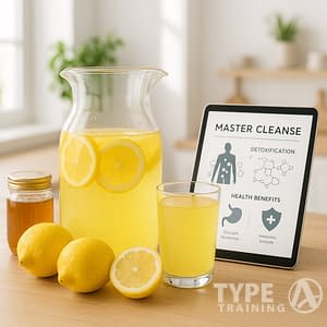 a lemonade with lemons and a tablet