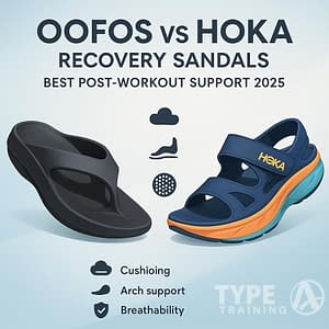 a pair of sandals with text overlay