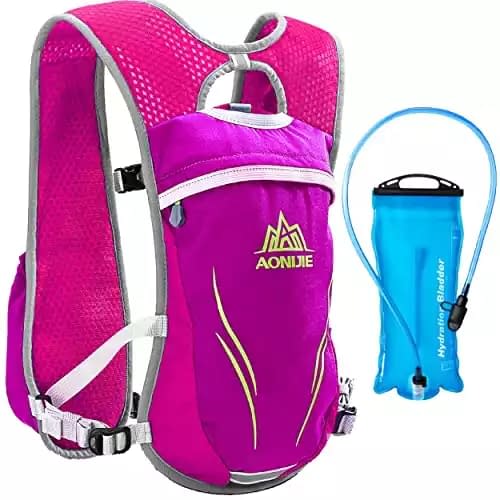 Azarxis Hydration Backpack Pack, 5L / 5.5L / 8L Running Vest for Women and Men – Fit for Marathon Trail Race Jogging (Rose Red (5.5L) – with a TPU Water Bladder (2L))