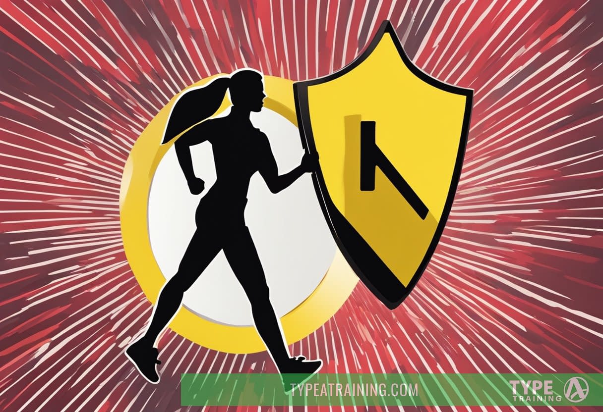 A caution sign with a red slash over a silhouette of a person following a fitness influencer