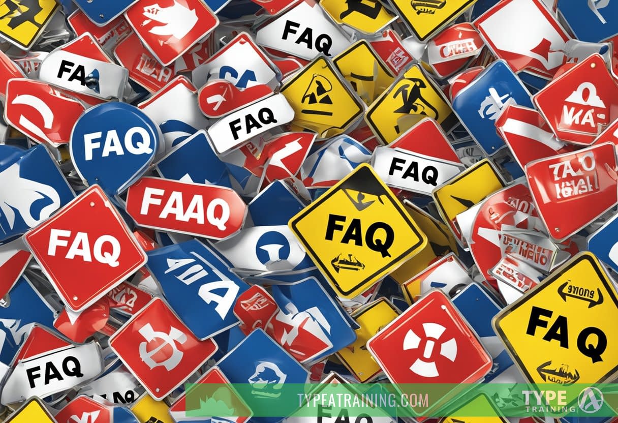 A group of caution signs surround a bold "FAQ" logo, warning of potential dangers