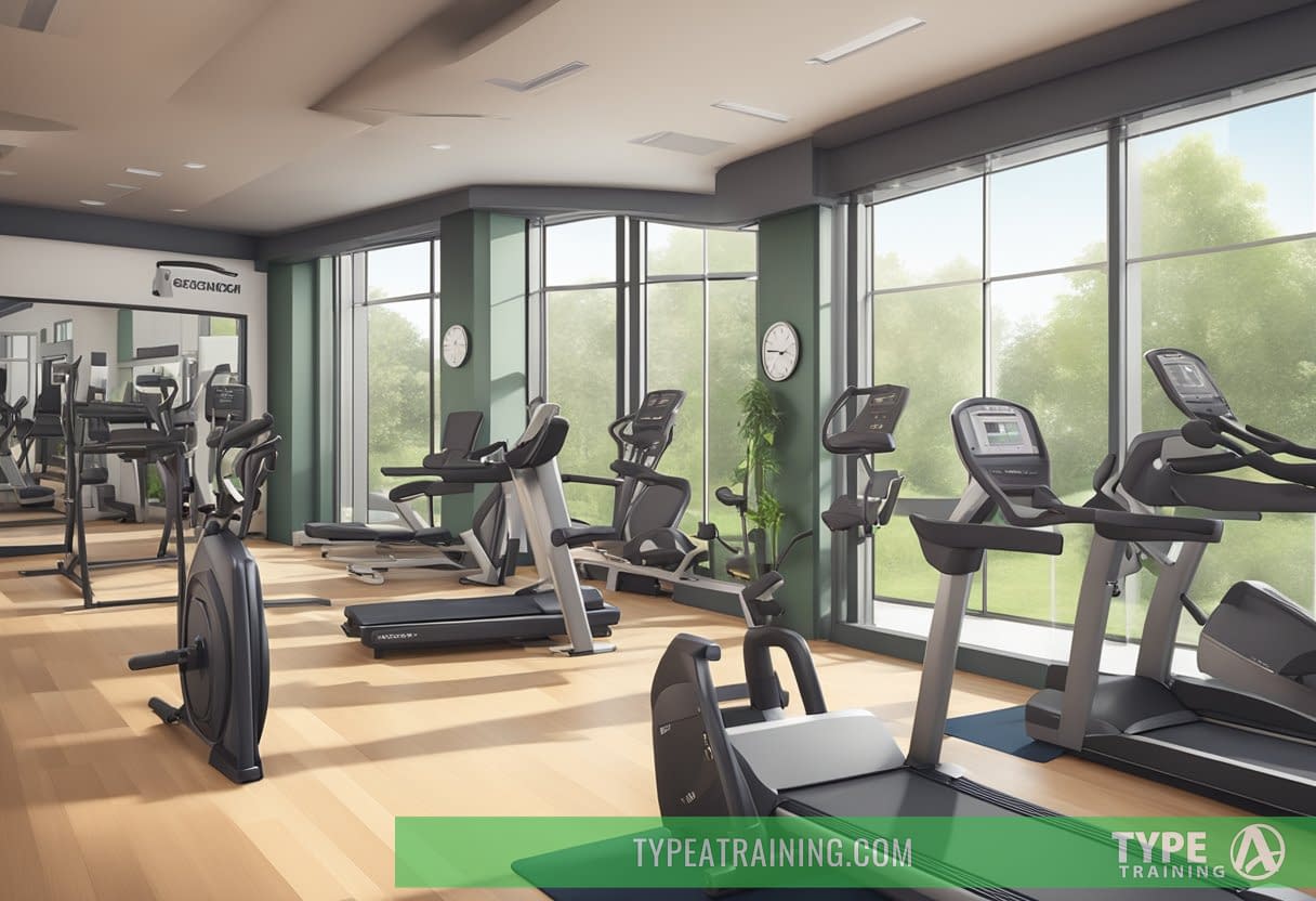 A sign reading "Frequently Asked Questions: How much is personal training at Equinox" is displayed prominently in the gym