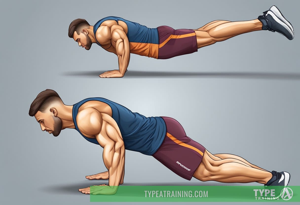Muscles tense and flex in various plank positions, creating a strong core
