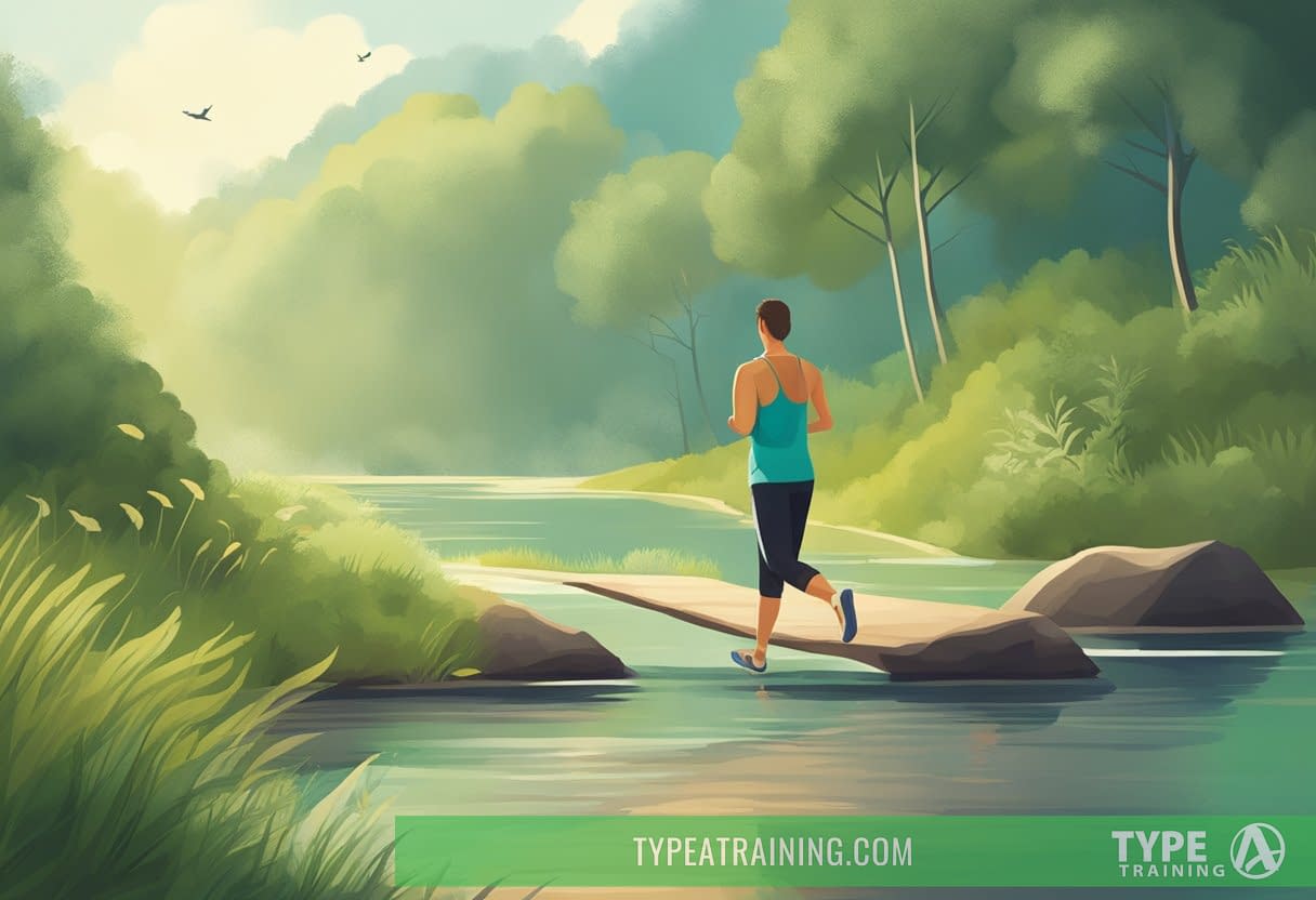 A person with Lyme disease is seen engaging in low-impact exercises such as walking, yoga, and swimming to improve their overall health and manage their symptoms