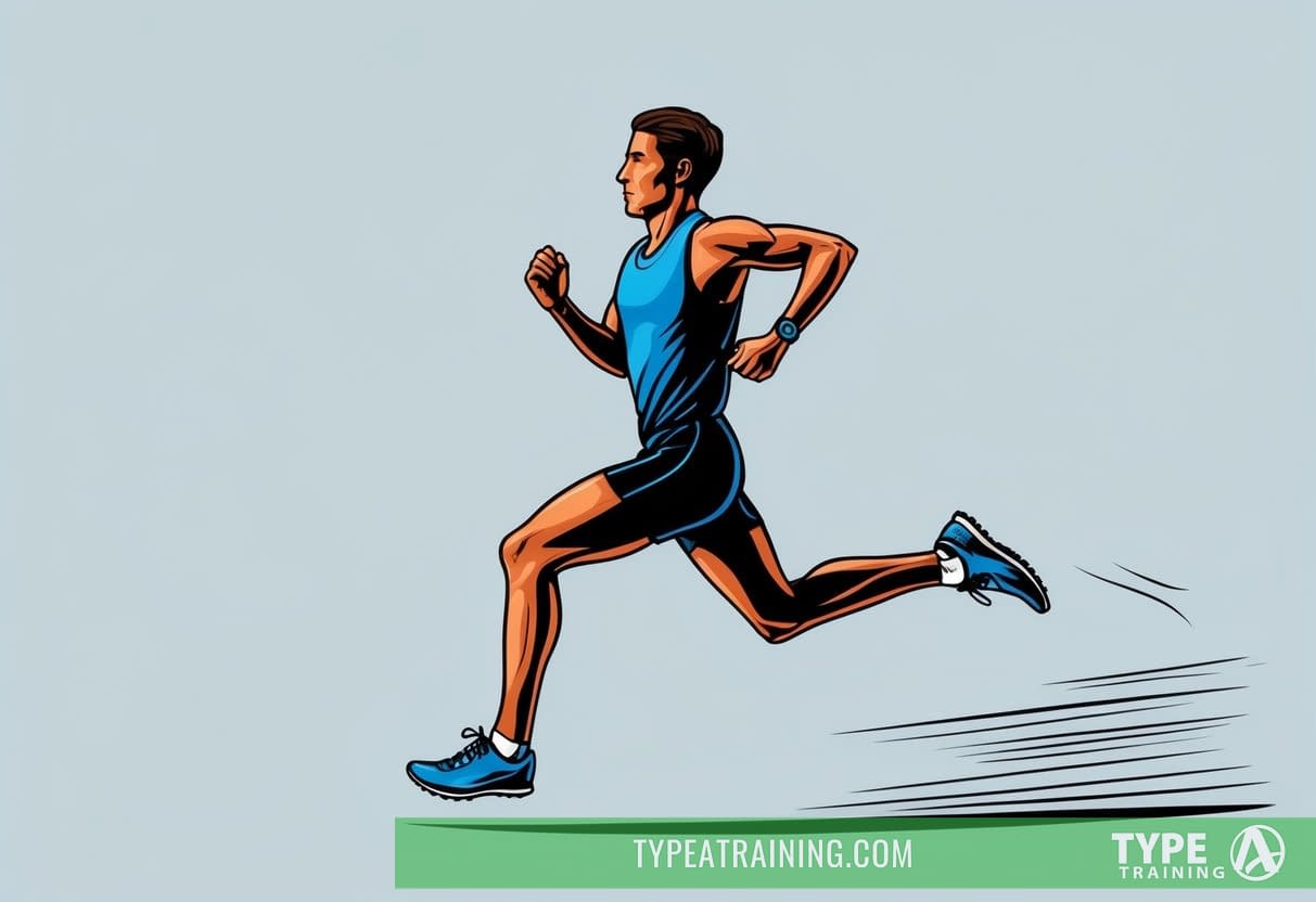 A runner glides effortlessly, arms relaxed, back straight, and feet landing lightly on the ground. The body moves forward with ease and efficiency