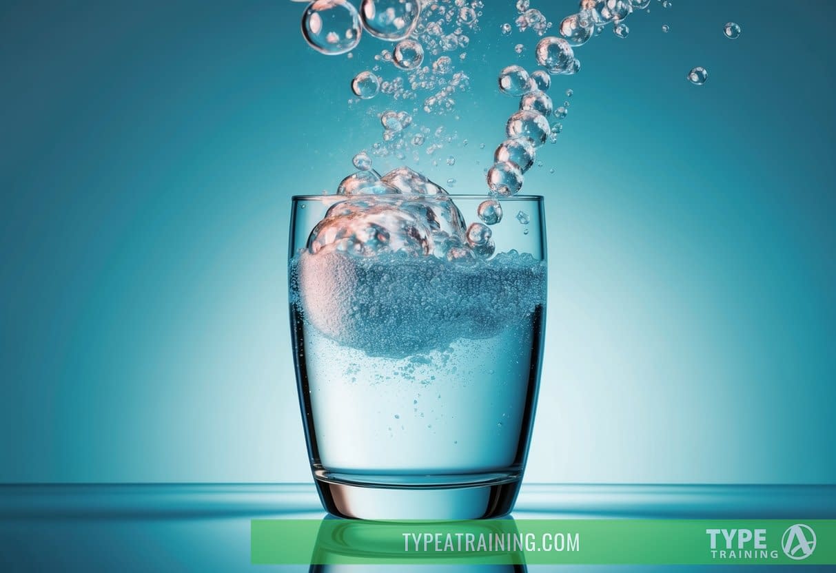 Bubbles rise in a glass of sparkling water contaminated with PFAS