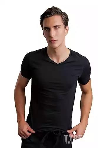 Cottonique Men's Latex-Free Athletic V-Neck Shirt Made from 100% Organic Cotton