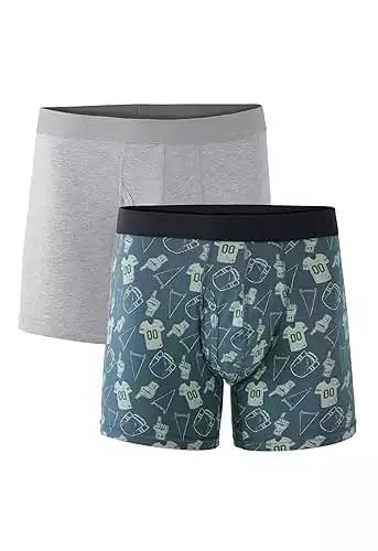 Pact Men's Organic Cotton Underwear Boxer Briefs, Breathable Underpants with Vertical Fly, 2 Pack