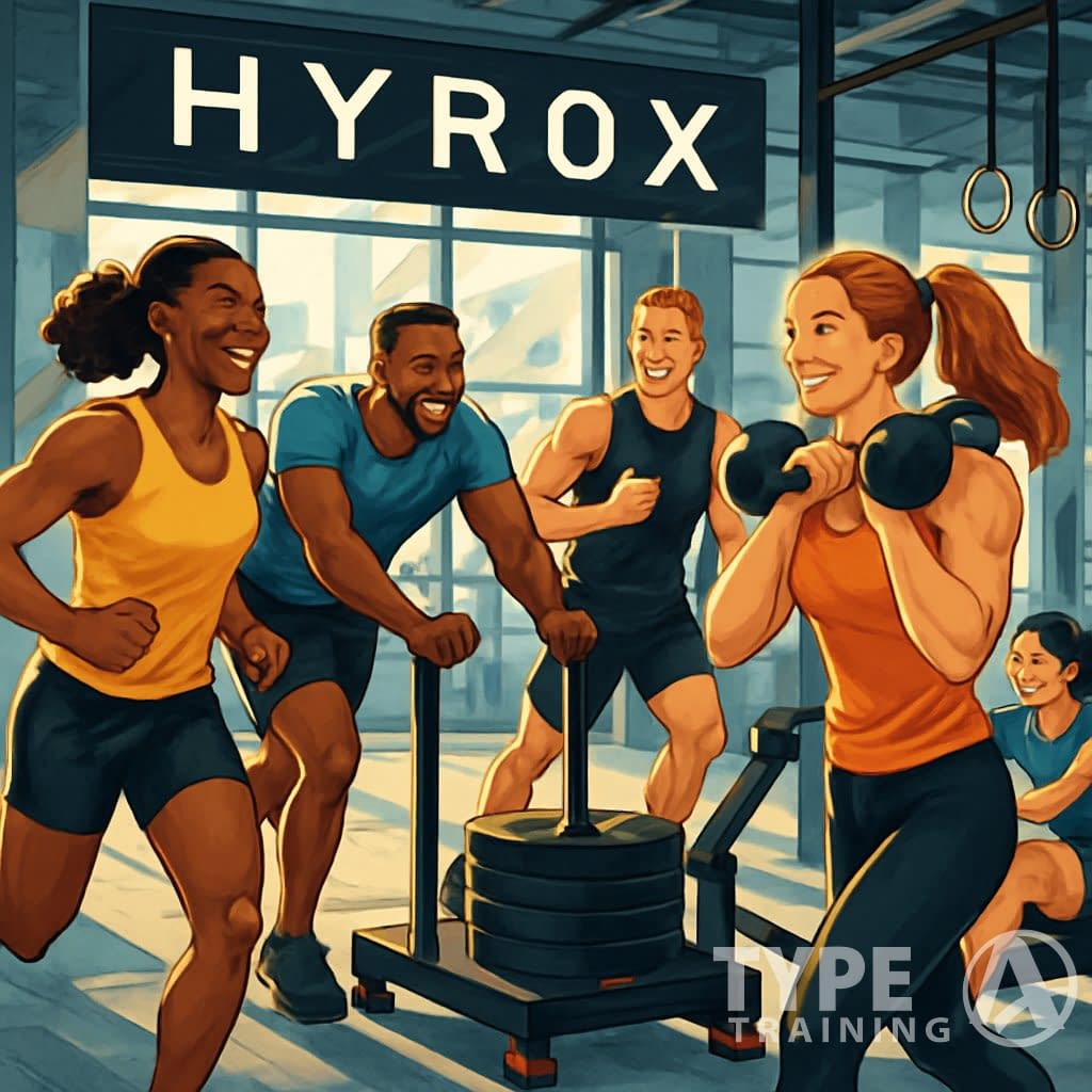 A group of diverse athletes exercising together in a bright indoor gym, performing various fitness activities and supporting each other.