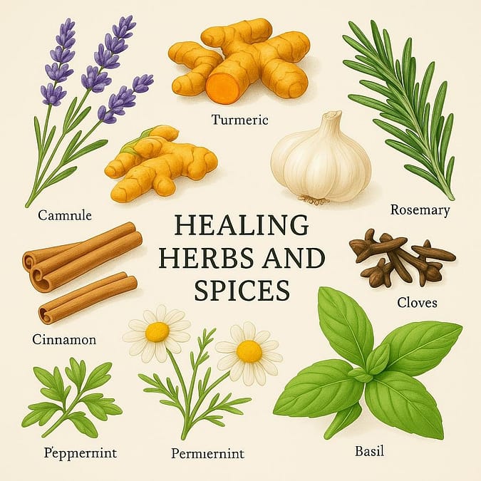 a group of herbs and spices