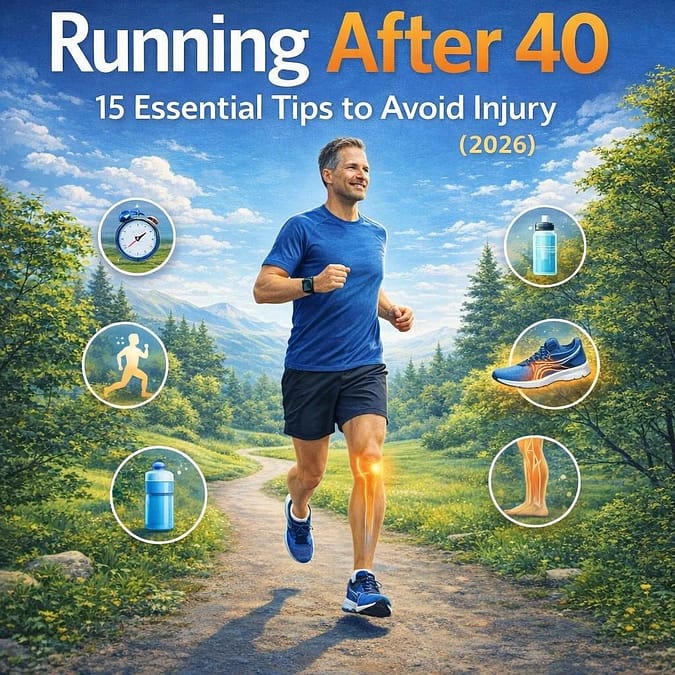 Runner over 40 outdoors demonstrating injury prevention techniques