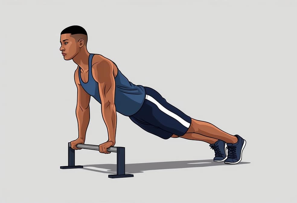 a man doing push ups on a metal bar