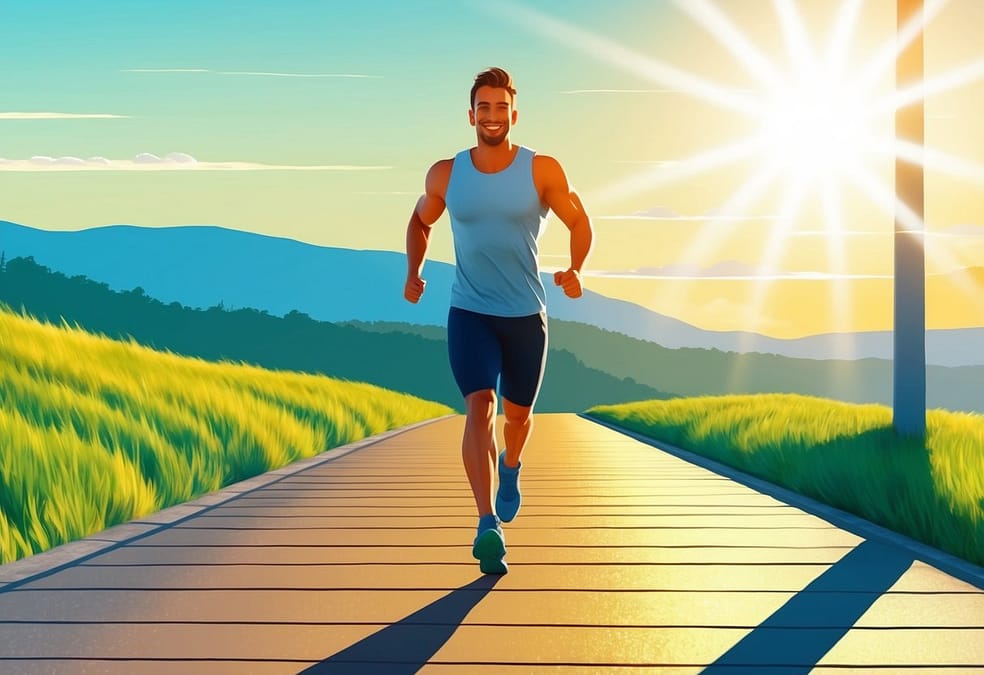 Man outdoors enjoying an early morning walk.